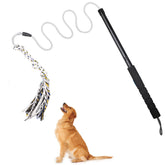 FreshFarm Flirt Pole for dogs outdoors in action—boosts energy and engagement.
