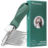 Freshly Bailey dematting comb handle with ergonomic grip eases at-home grooming.