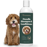 Freshly Bailey Doodle Shampoo bottle demonstrates gentle cleanse for curly doodle coats.