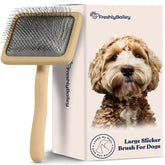 Freshly Bailey Doodle Slicker Brush overview shows detangling and fluff for doodle coats.