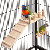 FrgKbTm perchas plataforma con columpio para aves pequeñas, promueve juego activo