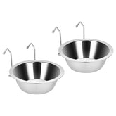 Fri4Free kennel water bowl hanging front view shows compact 8oz stainless steel for small pets