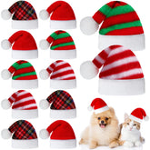 Frienda 12-piece dog Santa hats plush mixed pattern for festive photos.