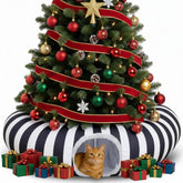 Frienda black and white cat tunnel bed with donut for cozy play