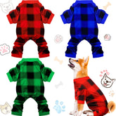 Frienda Christmas dog pajamas 3-piece buffalo plaid set for festive looks