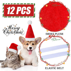 Frienda elastic-fit santa hat on dog-cat for secure wear.