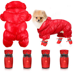 Frienda winter puppy coat closeup shows windproof fabric for cozy warmth during cold strolls.