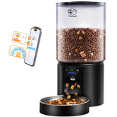 Frienhund automatic cat feeder with sealed outlet keeps kibble dry and fresh.