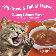 Friskies Lil' Gravies gravy topping on kibble adds tasty moisture.