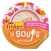 Friskies Lil' Soups sockeye salmon in broth cup visuals show a savory flavor boost