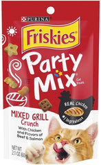 Friskies Party Mix chicken mixed grill treats in bowl for a tasty reward