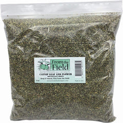 From The Field 9oz catnip bulk bag front showing fresh, potent catnip for interactive play