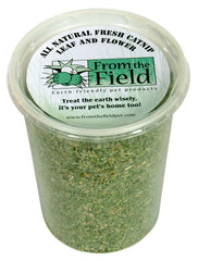 From The Field catnip leaf blend tub front for long-lasting freshness and playful enrichment.