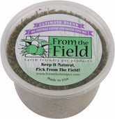 From The Field Ultimate Blend tub shows resealable packaging for fresh catnip playtime.