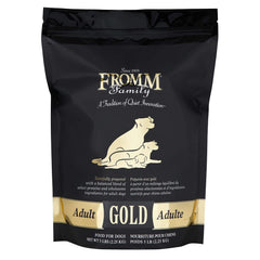 Fromm Adult Gold dry dog food in a bowl ready for mealtime, promoting steady energy.