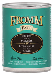 Fromm Chicken & Duck Pate can closeup highlights premium palatable texture for dogs of all ages