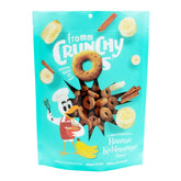 Fromm Crunchy Os Banana Bites bag shows crunchy texture for treat time