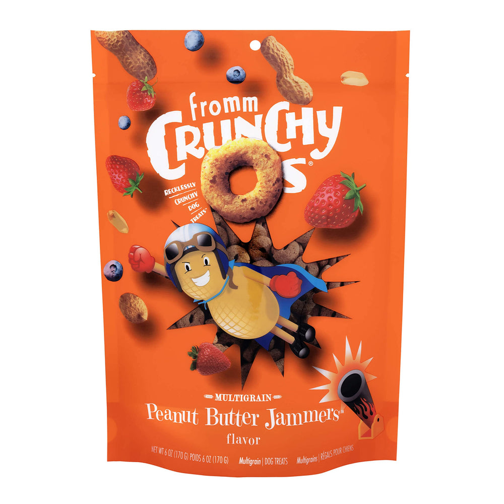 Fromm Crunchy Os Peanut Butter Jammers bag front shows crunchy texture for training