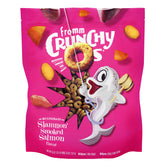Fromm Crunchy Os Slammon' Smoked Salmon treats bag closeup for training rewards.