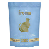 Fromm Healthy Weight Gold dry cat food bag with premium chicken recipe for weight management.