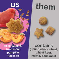 Fruitables Pumpkin Dog Treats Banana flavor showcases chewy texture and vitamin-rich profile.