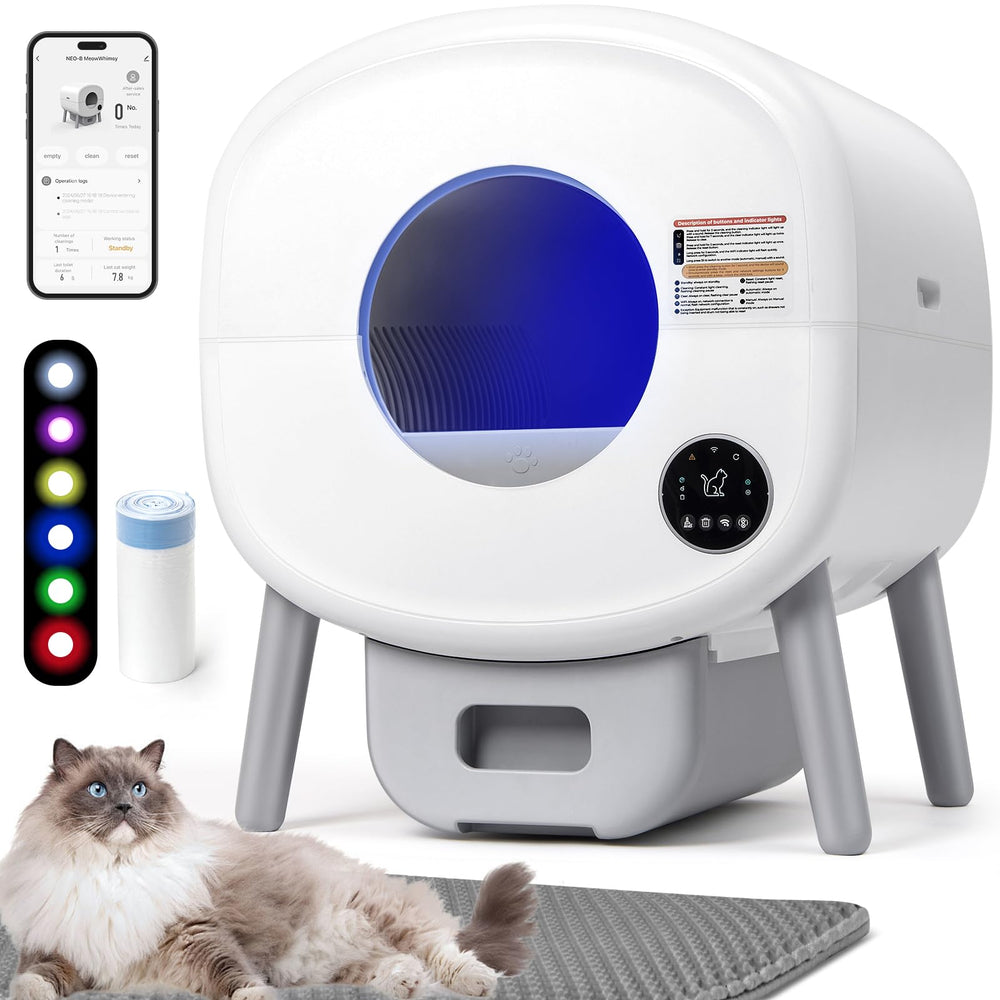 Fsitego self-cleaning litter box with waste drawer for easy maintenance in multi-cat homes.