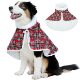 FUAMEY dog cape plaid-snowflake-design for quick cozy holiday photos