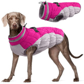 FUAMEY dog coat XL pink faux fur with back zipper for easy on/off during chilly walks.