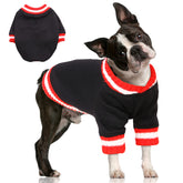FUAMEY dog pullover sweatshirt on black dog, cozy warmth during chilly outdoor walks.
