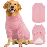 FUAMEY dog sweater pink 2XL front view with warm fleece for chilly walks