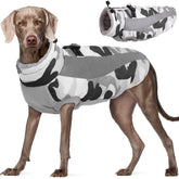 FUAMEY large dog winter jacket front view blue keeps dogs warm during outdoor walks.