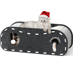 FUKUMARU cat bed exterior grey showing durable cozy retreat for indoor cats