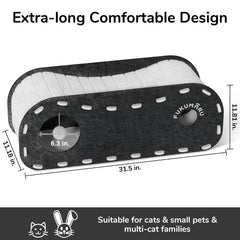 FUKUMARU cat bed fluffy ball hanging demonstrates interactive enrichment during rest