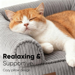 FUKUMARU cat bed soft interior with shredded memory foam provides supportive rest.
