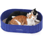 FUKUMARU cat-scratcher 24in sofa shape blue front view for lounging and scratching.