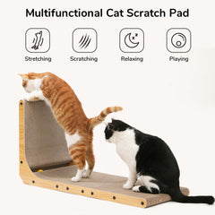 FUKUMARU cat scratcher ball toy interaction engages indoor cats for active play.