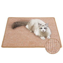 FUKUMARU cat scratcher mat front view showing natural sisal surface ready for scratching.