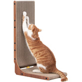 FUKUMARU cat scratcher wall-L shape 26.8 inch in walnut protects furniture
