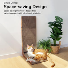 FUKUMARU cat scratcher walnut color front view showcases durable cardboard