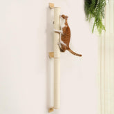 FUKUMARU Cat Wall Scratcher 60-inch tall post mounted on wall for vertical play.