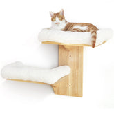 FUKUMARU cat wall shelves with 2 platforms bed closeup offers cozy sleep support