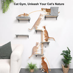 FUKUMARU cat wall shelves cat-bridge in use demonstrates space-saving play area