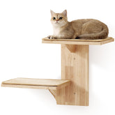 FUKUMARU cat wall shelves two-platform setup demonstrates easy assembly for space-saving wall play.