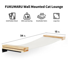 FUKUMARU cat window perch rubberwood highlights sturdy material for sunny naps.