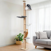 FUKUMARU floor-to-ceiling cat tree top structure for stable tall setup.