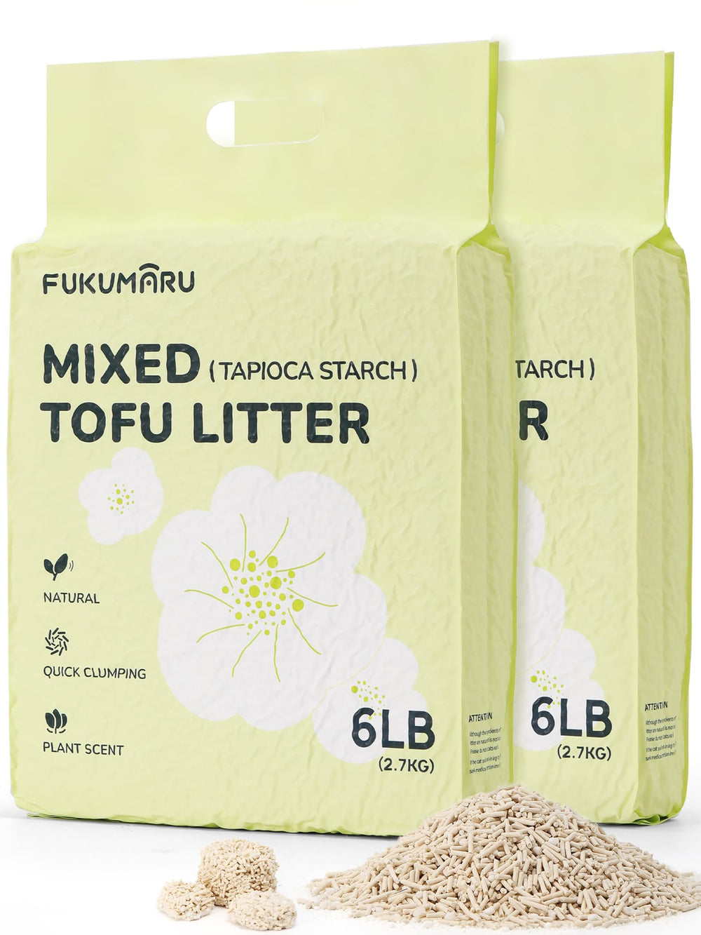 FUKUMARU tofu cat litter ergonomic bag with handle for easy refills and transport.