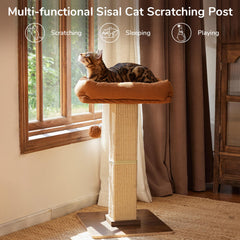 FUKUMARU retro-style tall scratcher on solid wood base for stable daily use