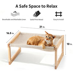 FUKUMARU wooden-frame cat bed with minimalist design for space-saving, modern homes.
