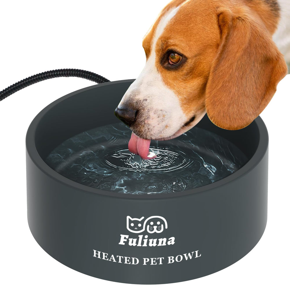 Fuliuna heated water bowl outdoors in winter ready for pets