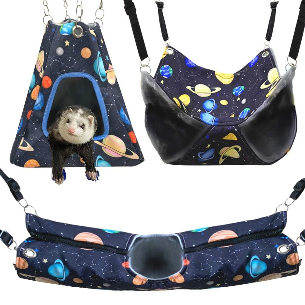 Fulue Galaxy Black ferret hammock shows cozy resting space for small pets